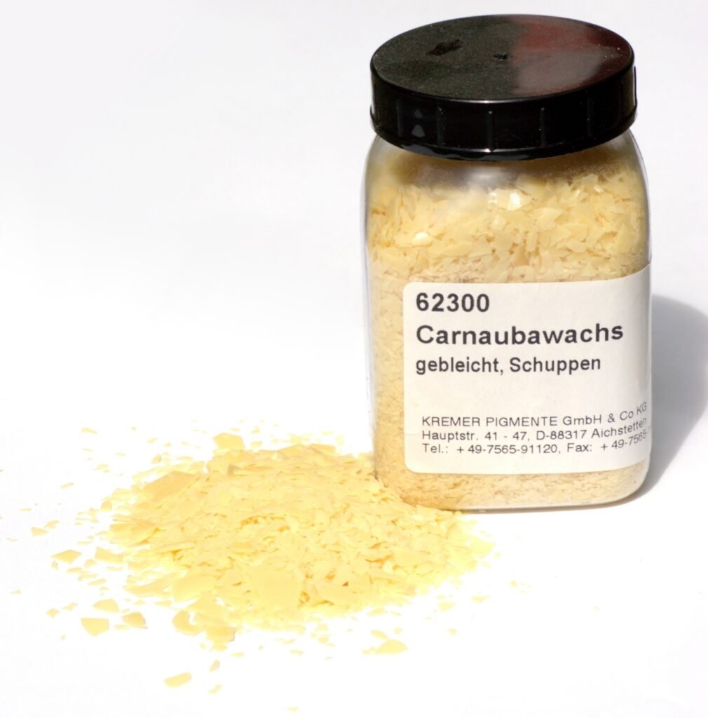 High-quality carnauba wax flakes used for premium car waxing and detailing