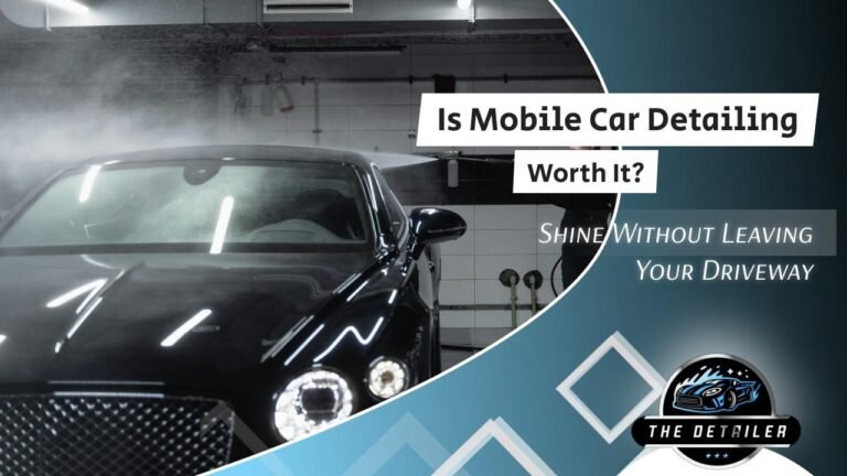 Black luxury car being detailed in a garage, showcasing mobile car detailing service in Frisco.